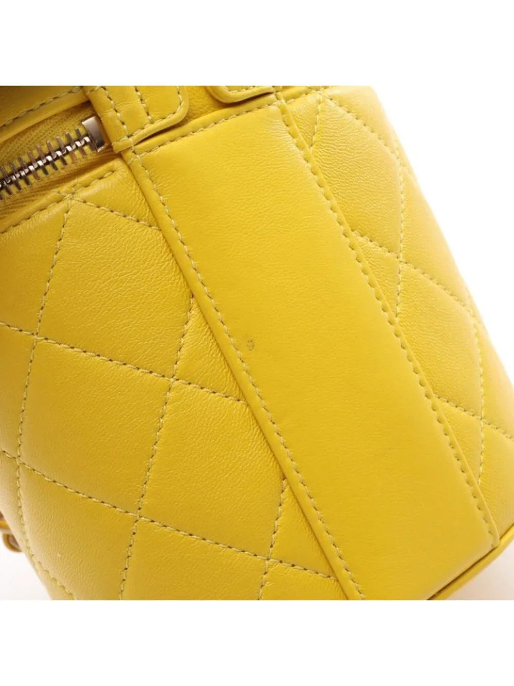 Chanel Shoulder Bag Quilted Vanity Yellow Lambskin Chain